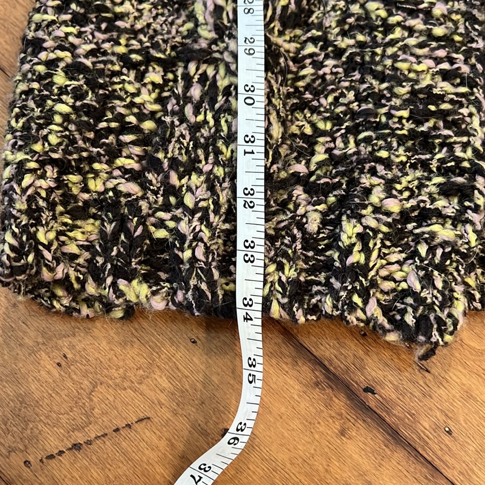Free People Long Button Up Sweater Purple & Yellow with 2” Buttons - Picture 3 of 12